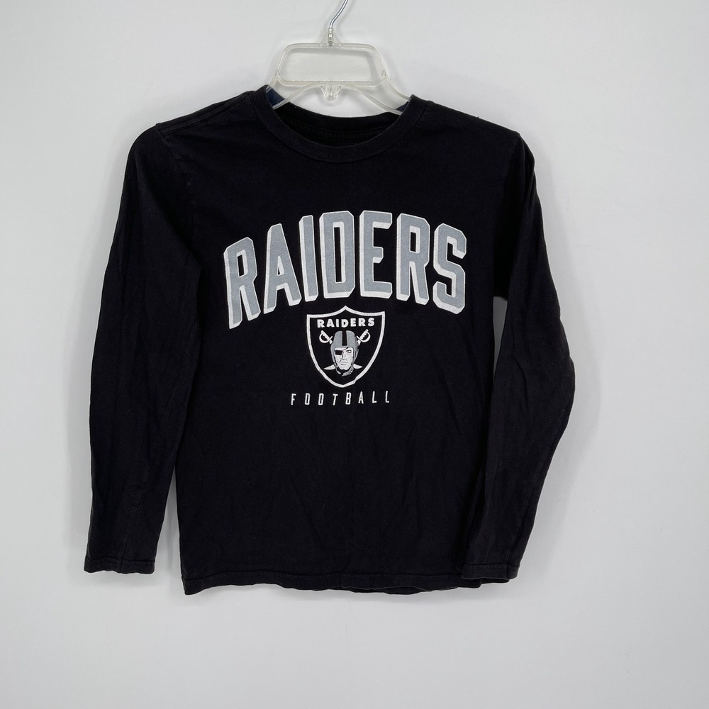 NFL Boy's Black Las Vegas Raiders Football Graphic Long Sleeve TShirt Size 10-12
